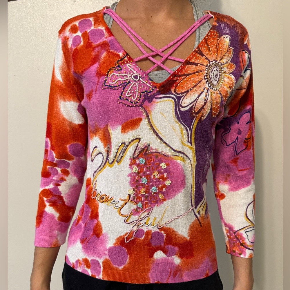 CABO EMBELLISHED TOP - Picture 2 of 5
